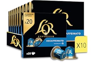 L'Or Espresso Coffee - 200 kapsułek Decaffeinato Intensywność 6 - kompatybilne z Nespresso®* (zestaw 10 x 20 sztuk)