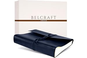 BELCRAFT Tivoli Album Fotografico in Pelle Riciclata, Album Portafoto, Scrapbook, Realizzato a Mano da Artigiani Toscani, Include Scatola Regalo, A4 (23x30 cm) Blu Marino