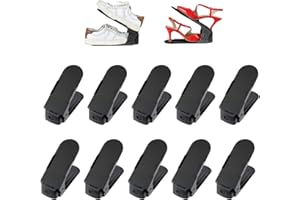 Deuline 10 x Verstellbarer Schuhschlitz Schuhregal Schuhstapler schuhaufbewahrung Schuhorganizer Schuhhalter Farbe: Schwarz 521117