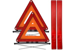 Xtremeauto Warning Triangles For Cars - Car Triangle Warning Sign Breakdown Kit, X2 Emergency Car Warning Triangle European Driving Reflective Red Breakdown Triangle Hazard Triangle ECE R27 Compliant