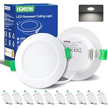 Faretti LED Da Incasso Tomosu 5W 550LM - Kit 12 Pezzi, 5 Temperature Colore Regolabili, IP44, Per Cartongesso, Foro 70-80mm