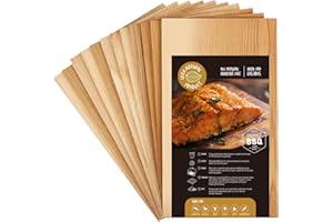 CEDAR ALPHA 12 Pack Premium Cedar Planks for Grilling Salmon, Meat Fish and Veggies. Adding Extra Smoke and Flavor, Soaking Fast, Easy to Use Cedar Grilling Planks (11"X5.5")