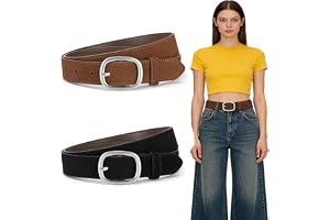 FOSDICK 2 stycken dambälten, mode elegant midjebä , dambä med spänne, bä kvinnor, konstläder PU-läder bä för kvinn