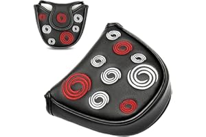 KFSCIP Black Putter Head Covers, Mallet Putter Headcover, Golf Putters Head Covers with Premium Protection, Premium Magnetic Closure Half Round, PU Leather Fit for Odyssey Putters Covers