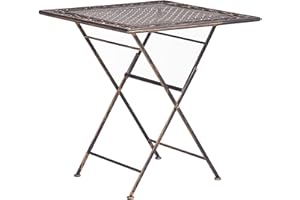 BELIANI Table de Bistrot Pliable pour Jardin Extérieur Plateau 70 x 70 cm Effet Vieilli en Métal Noir Bormio