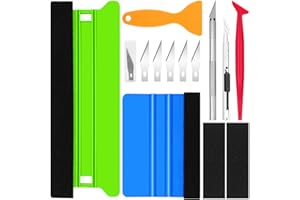 Annickee 9 PCS Vinyl Wrap Tools, Wallpaper Tools Kit with Plastic Felt Squeegee and Trimmer, Wallpaper Smoother, Vinyl Wrap Kit for Car, Orange Window Tint Squeegee for Removing Bubbles