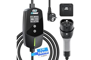 ‎EVDANCE EVDANCE Typ 2 Ladekabel Schuko 3.68kW [1-phasig, 6.1m, 6-16A] Ladekabel Elektroauto mit 0-12h Zeitverzögerung Typ 2 Schuko für Elektroauto & Hybrid (PHEV/EV)