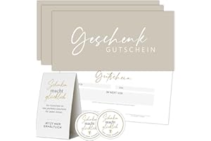 ‎EUMMEL Eummel 50 Blanko Gutscheine zum selber Ausfüllen | Inkl. Aufsteller und Aufkleber | Premium Druck | Ideal für Friseur Kosmetik Massage etc. | Gutscheinkarten Geschenkgutscheine