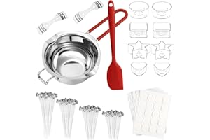 HJFH Wasserbad Schmelztopf Schmelzschale 304 Edelstahl Schmelzschüssel Schokoladen Schmelztiegel Kerzen Selber Machen Zubehör für Schokolade Zucker Butter Käse Karamell Kerzen 400ML