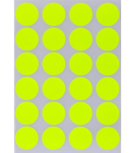AJW-Rouleaux D'Étiquettes Autocollantes Rondes Jaune Fluo 1.3 cm (13mm