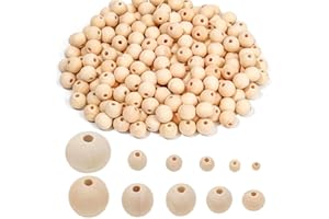 Febsow Natur Holzkugeln zum Auffädeln 300 Stück, 12mm Holzperlen Natur für Makramee, Holzkugeln mit Loch, Holzperlen Rund für DIY Bastelarbeiten Dekorationen, Schmuck Armband Halskette, Glückswürmchen