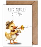 Old English Co. Lama-Geburtstagskarte – Goldfolie, Blanko Innen, 15x15 Cm