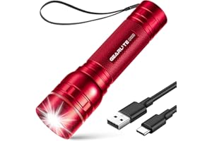 GEARLITE Torche LED rechargeable, 2 000 lumens LED Petite lampe torche avec 3 modes, lampe torche avec zoom longue durée d'exécution, IP65 étanche Mini lampe de poche pour camping, pêche, urgence,