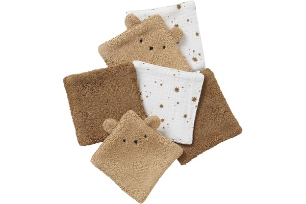 VERTBAUDET Lot de 6 lingettes lavables Ourson caramel TU