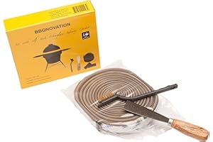 BBQNovation Fiberglas Ersatzdichtung Set für Keramikgrills – 2 x 2 Meter Fiberglas, Schaber, Bürste & 2 Verbindungsstücke – 3M Klebeband für einfache Anwendung