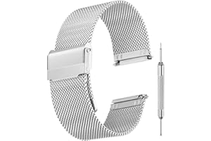 sourcing map Mesh Watch Bands for Men Women, Stainless Steel Quick Release Mesh Watch Strap 10mm 12mm 14mm 16mm 18mm 20mm 22mm 24mm Milanese Bracelet Adjustable Replacement Wristband with Tools