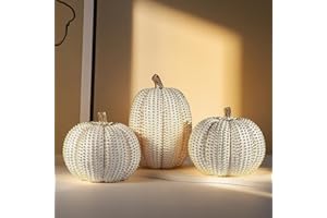 Fangoo 3 Stück Weiß Gold Kunstharz Kürbisse Tischdeko Herbsternte Innen Dekorationen Kürbis Thanksgiving Tischdekoration für Zuhause, Kaminsims, Büro Geschenk Thanksgiving Halloweendeko