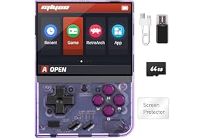 Whatsko Miyoo Mini Plus Console de Jeu Portable ,Miyoo Mini + Console Rétro Portable 64GB avec Jeux Rétro,Cortex-A7 Linux System 3.5 Pouces IPS Screen 3000mAh Pocket Handheld Game Console(Pourpre)