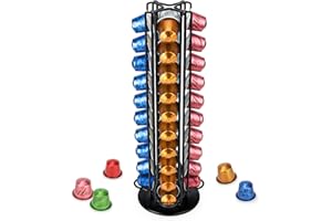 MOLEDINO Rangement Porte Capsules Compatible avec Nespresso Original 40 Capsules, 360° Rotatif Base Antidérapante Support Distributeur Capsule Café pour Cuisine/Bureau/Cadeau (Noir)