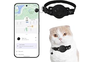 SZSEYNMY Collar GPS Gatos, GPS para Gatos sin Cuota Mensual. Collar Localizador Compatible con goo- gle Find My (Solo Android), No Requiere SIM (Collar + rastreador Negro)