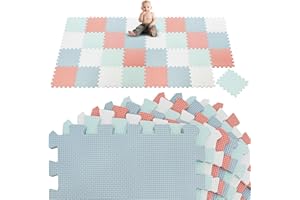 LittleTom 36 Teile Spielmatte Baby Puzzlematte ab Null - 30x30 cm Krabbelmatte Kleinkind - Spielmatte Kinder Babydecke Spieldecke - Bodenmatte Kinderzimmer Activity Babymatte Bodenschutzmatte
