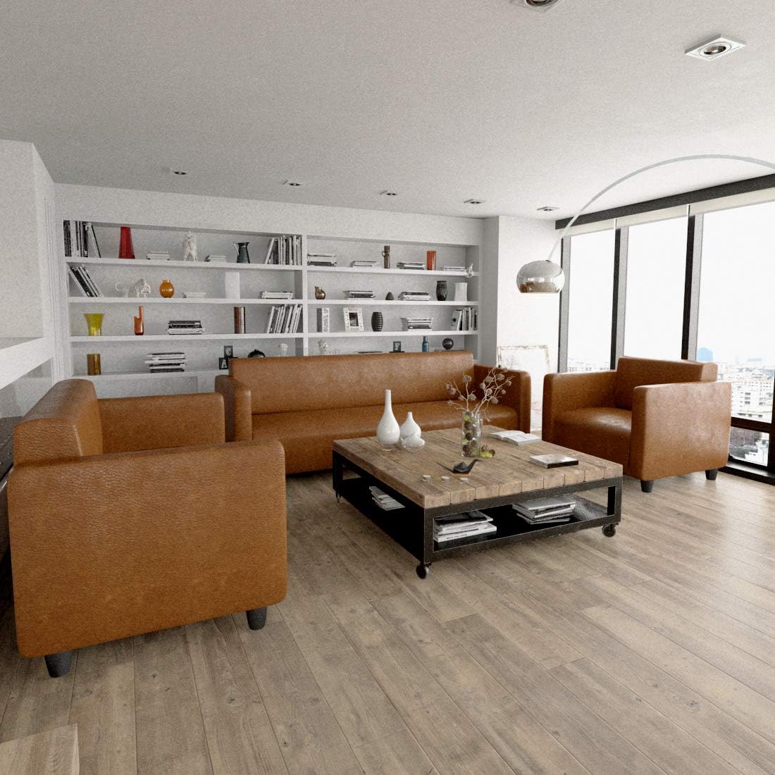 Sekar Lifestyle Box Series Sofa Set for Living Room (Brown, 3+2+1 Seater)