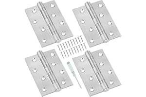 KDIMSU 4 Stück Türscharnier Edelstahl, Scharniere Klappbar 100mm × 73mm, Groß Schwerlast Schanier mit Schrauben, Türband Scharnier, Verstellbar Möbel Beschläge für Holztür Gartentor Aussen
