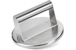 HULISEN Stainless Steel Smashed Burger Press, 6 Inch Round Burger Smasher, Griddle Hamburger Press, Non Stick Grill Press for Barbecue Flat Top Griddle Cooking, Griddle Accessories Kit, Gift Package