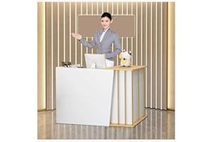 TAIFUAN Banco Reception Bancone Cassa per Negozio con Chiudibile Cassetti, Banco della Reception Semplice Moderno supermercato,Bancone Negozio per Ufficio(Size:100x40x90cm,Color:Colore stampato bianco sporco)