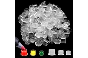 Rayyl 300 piezas Tazas de Tinta para Tatuajes Tamaños Mixtos 100 Pequeñas, 100 Medianas, 100 Grandes Tattoo Ink Caps with Base para Kit De Accesorios para Tatuaje