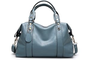 PORRASSO Élégant Sac à Main D'épaule Femme Bandoulière Imperméable en Cuir PU pour Travail, Voyage, Datation - Boston Bleu