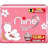 NIINE Naturally Soft Ultra Thin XL+ Sanitary Napkins for Heavy Flow (Pack of 1) 50 Pads with Free Biodegradable Disposal Bags