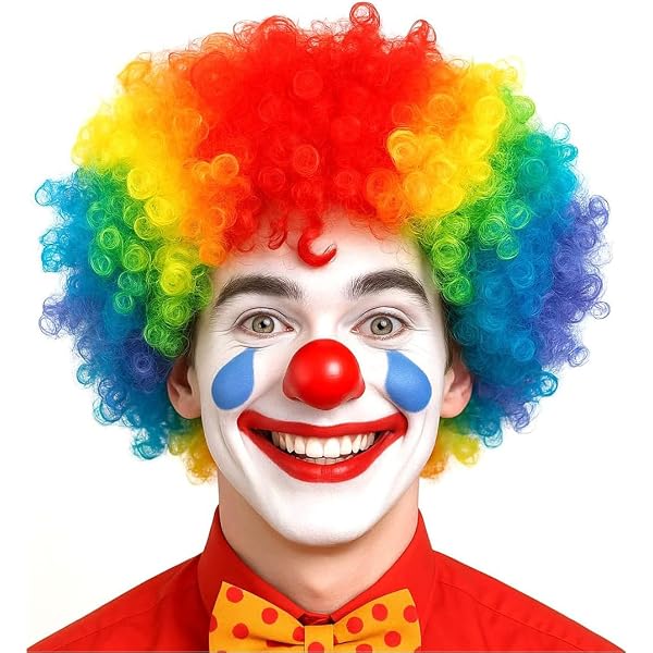 Perruque Clown Arc-en-ciel – Tête Explosive En Fibres Synthétiques, Unisexe Enfant Et Adulte, Parfaite Pour Halloween Et Carnaval