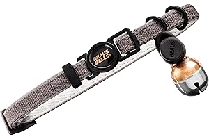 Beaus Bells - Recycled Cotton Cat Collar with Beau's Bells | Reflective, Anti-Fray, Water-Repellent, Breakaway Buckle