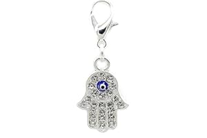 Arcadia Gifts Hamsa Hand Blue Evil Eye Spiritual Karma Clip on Charms for Chain Bracelets and Necklace
