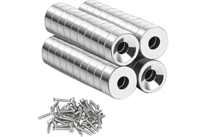 magneter, 40 stycken extra magneter, med hål 10 x 3–3 mm, stor stark rund, för magnetplatta, kök, kylskåp