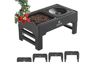 ELS PET Erhöhter Hundenapf: 2-in-1 Auslaufsicher Faltbarer Wassernapf & Langsamfutternapf mit 4 Höhenverstellbarer Napfständer für Große Mittelgroße Kleine Hunde & Haustiere zu Hause