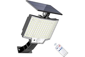 SIGRILL Lampe solaire pour extérieur, 126 LED/3 modes, avec détecteur de mouvement, pour jardin, véranda, rue, étanchéité IP67, angle d'éclairage 210°(1 pièce)