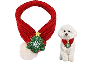 BRTNUP Hund Weihnachtsschal, Gestrickt Haustier Schal Rot, Winter Halswärmer für Welpen und Katzen, Kostüm Zubehör