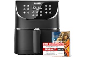 COSORI Air Fryer 5.5L Capacity,Oil Free, Energy and Time Saver with 11 Presets with 100 Recipes Cookbook, Non-Stick, Dishwasher Safe Basket,1700-Watt, CP158-AF, Black