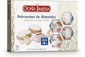 DOÑA JIMENA - Cesta de Navidad, Estuche de Polvorones Elaborados con Harina de Trigo y Tostada, Típico Dulce Andaluz, Calidad Suprema, Estuche de Polvorones Artesanales, Almendra, 250 Gramos