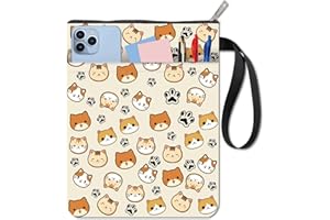 CRASPIRE Copertine per Libri A Forma di Gatto Protezione per Libri Custodia per Libri con Animali per Libri Tascabili Copertina in Tessuto Lavabile con Cerniera e Tasca Extra per Gli Amanti dei Libri