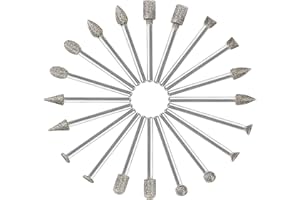 20Pcs 60 Grana Set Frese Diamante - GOXAWEE Frese Diamantate Punte Montate Abrasive con 3 mm Gambo Utensili Rotanti/Fai-da-te Molatura, Lucidatura, Incisione