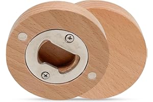 CARLSO 10x Flaschenöffner aus Holz Kapselheber mit Holzgriff für Lasergravur, als Geschenk (10, 6,5cm rund)