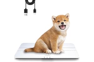 UNIWEIGH Digitale Haustierwaage, 10 g, hohe Genauigkeit, für Hunde und Katzen, 3 Wiegeeinheiten, Tara-/Haltefunktion, Babywaage, gehärtetes Glas, USB-Kabel, groß