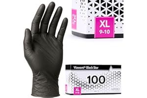 VIAWANT Einweghandschuhe 100 Stück | XL | Nitrilhandschuhe Schwarz | Puderfreie, latexfreie Einmalhandschuhe | Reißfest & feinfühlig | EN 455 & EN 374 | Gr. XS, S, M, L, XL