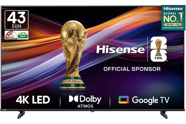 Hisense 108 cm (43 inches) E6N Series 4K Ultra HD Smart LED Google TV 43E6N (Black)