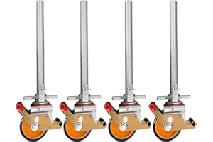 AC STEIGTECHNIK 4 Stück Gerüstrollen 125 mm LAYHER*-kompatibel mit Stahlspindel, doppelt gebremst, lotrecht stehend, passend zu LAYHER*-Gerüsten und anderen Herstellern