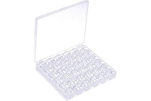 JIANZHENKEJI Sewing Machine Bobbins, JIANZHEN 36 Pcs Transparent Plastic Bobbins for Sewing Machine with Storage Case Box for Singer/Brother/Janome/Toyota/Babylock/Janome