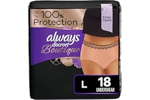 Always Discreet Lot de 18 sous-vêtements pour boutique, incontinence et post-partum pour femme, protection maximale, pêche, taille L